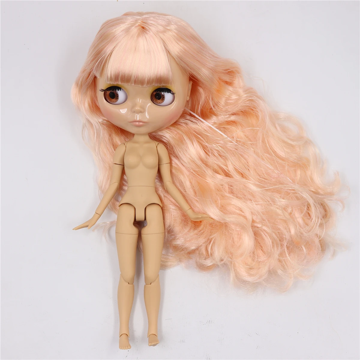 Neo Blythe Doll with Pink Hair, Tan Skin, Shiny Cute Face & Custom Jointed Body 2