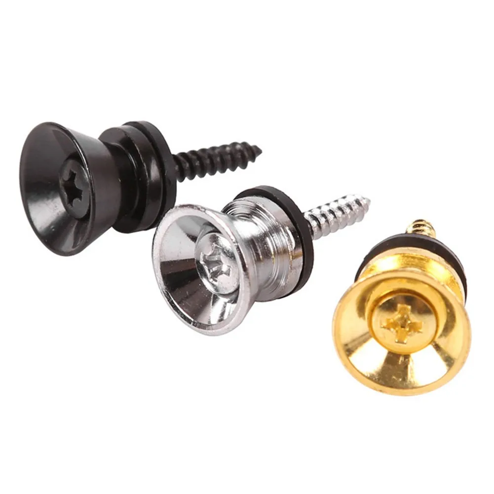 2pcs Guitar Strap Lock Buttons End Pins Pegs Screw Locking Parts