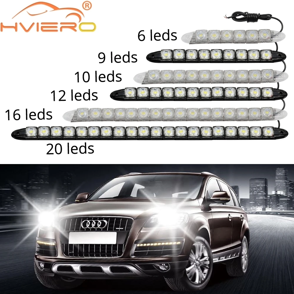 Hviero Car Styling COB DRL Fog Lights Flexible Silicone white Daytime Running Lights Auto Head Lamp Waterproof 10w Bright Led Fog Light car styling
