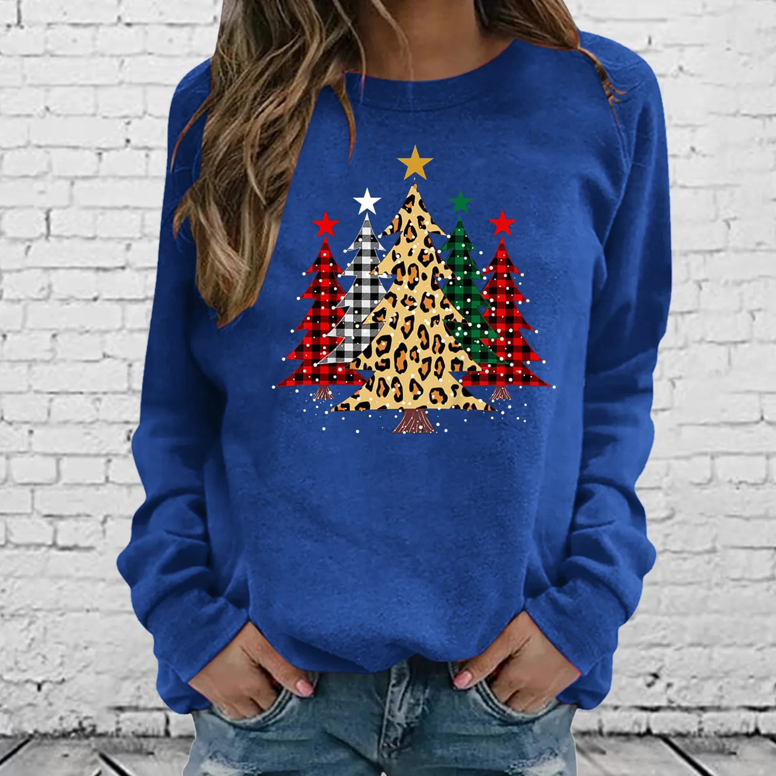 Merry Christmas Fashion Women's Clothing Casual Long Sleeve O-Neck Christmas Tree Print Sweatshirt Ladies Pullover Tops Harajuku 2