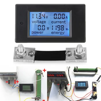 

Portable 100A DC Digital Multifunction Power Meter Energy Monitor Module Voltmeter Ammeter with Shunt