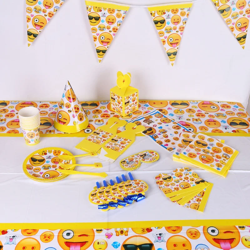 

Happy expression Party Disposable Tableware Set Baby Shower Birthday Hero Party Supply Kids happy birthday napkin Birthday Party