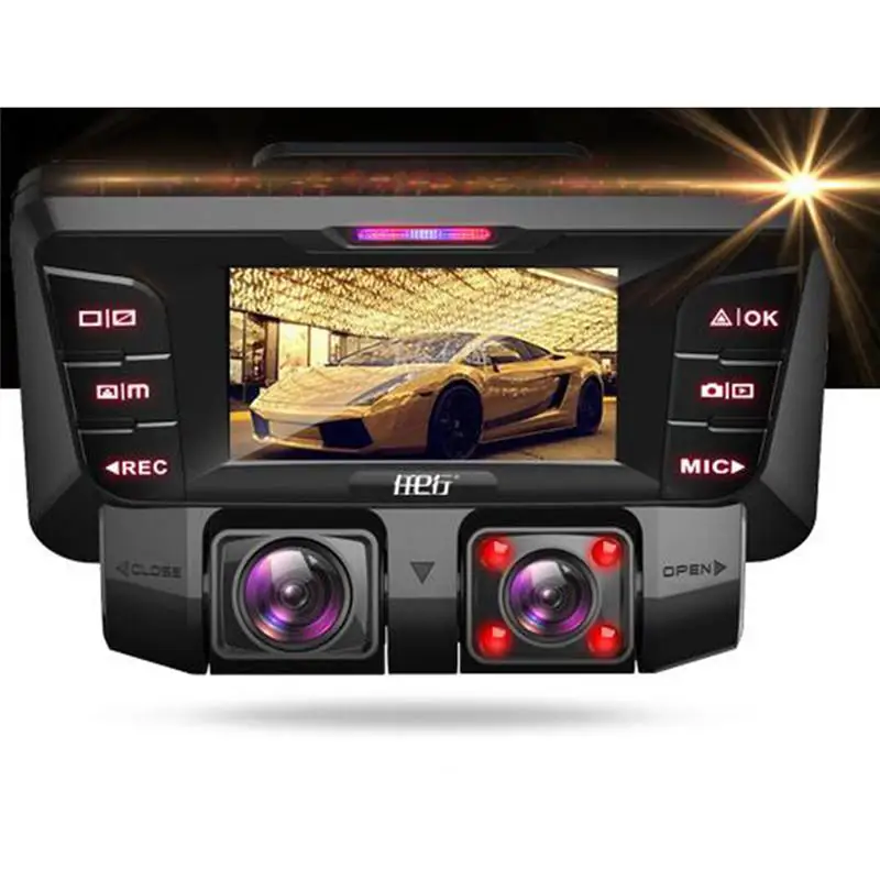 Вождение автомобиля Регистраторы автомобиля HD Ночное видение Двойной объектив 24 часа парковка Беспроводной g-датчик автомобиля видео Регистраторы 256G TF