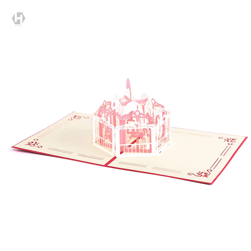  10pcs 15.5X13CM 3d laser cut merry-go-round party favors wedding invitation baby shower invitations - 33054572379