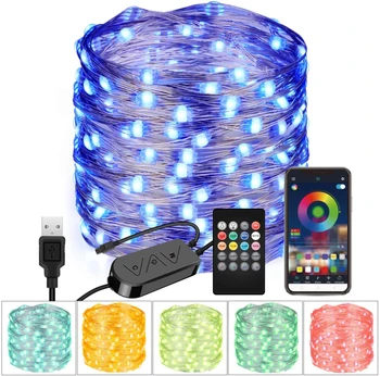 

Smart 2/5/10/20M USB RGB Changing String Light Color Changing Fairy String Light Bedroom Party Wedding Outdoor Remote Lights