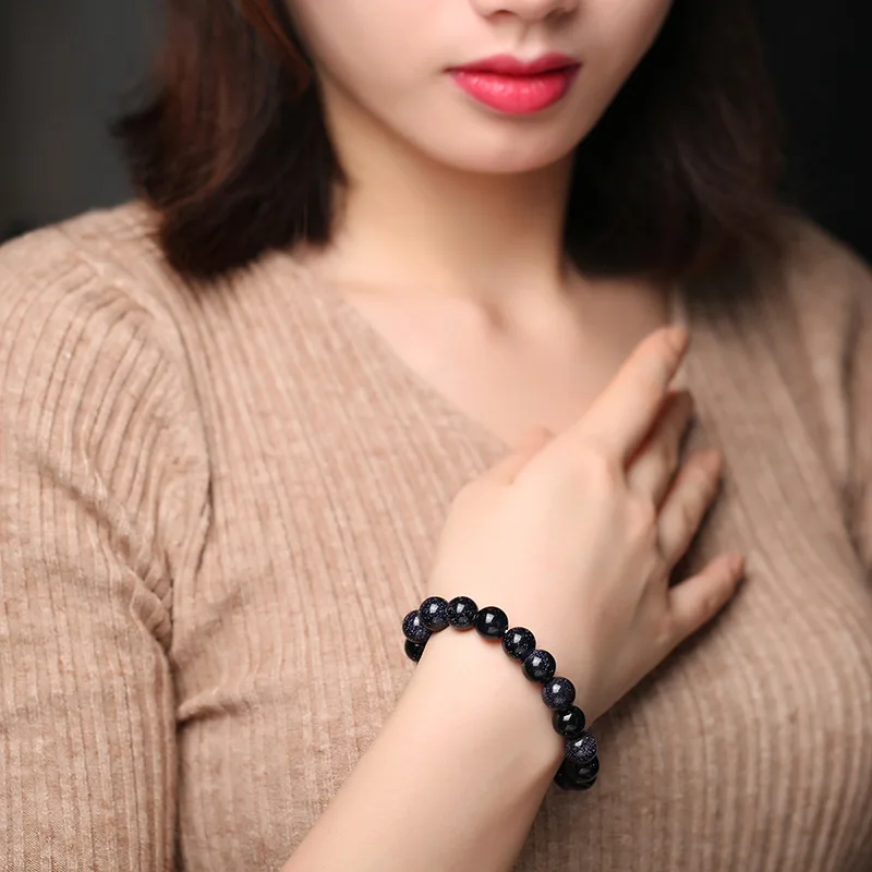 

Recruit Money Bring Good Luck Natural Starry Sky Blue Sandstone Bracelet Represents Progress And Success Glittering Bracelet