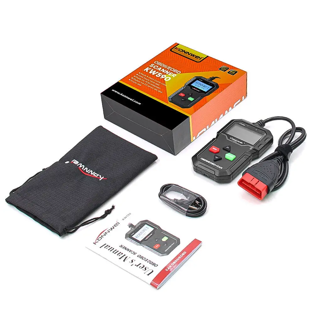 KONNWEI KW590 OBD2 OBD диагностический инструмент автомобильный код читатель автомобильный OBD2 сканер Поддержка мульти-брендов автомобилей и языков