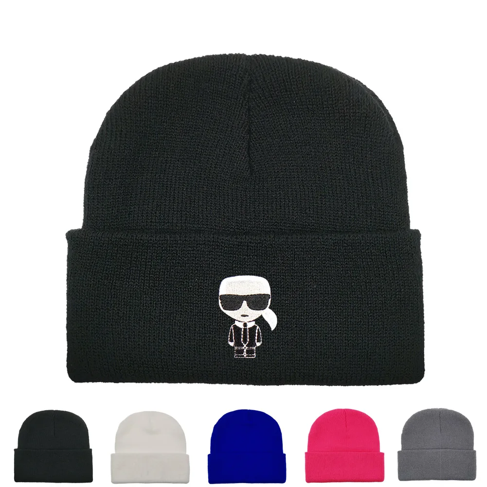 

Designer Karl Beanie Knitted Winter Hat Solid Hip-hop Skullies Knitted Hat Cap Costume Accessory Gifts Warm Winter hip hop