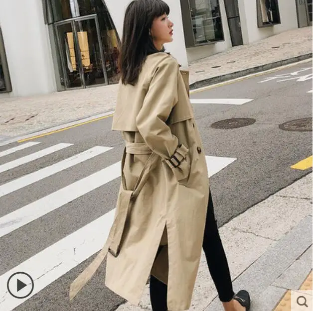 

Spring and autumn fashion 2019 students Korean thin women's spring and autumn hong feng chic long style trench coat.
