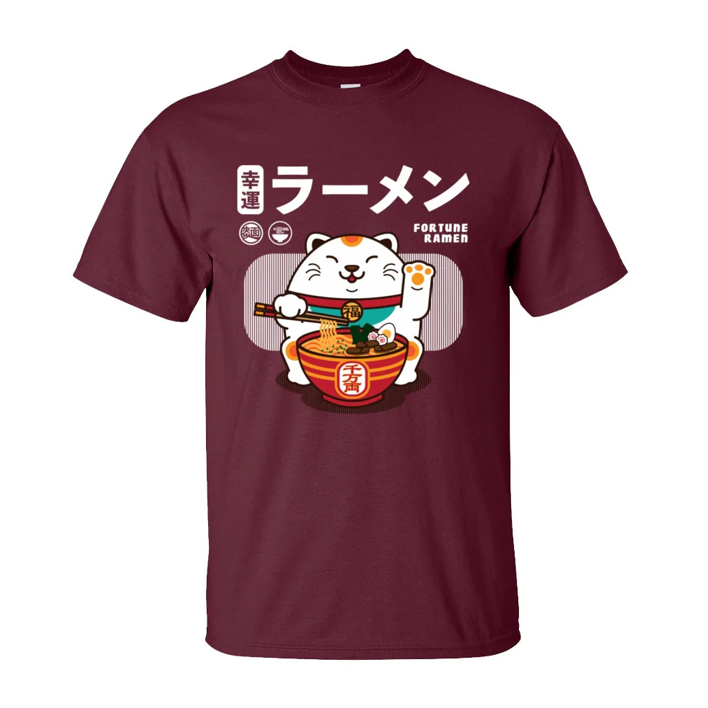 Fortune Ramen 100% Cotton Men Short Sleeve T Shirt Normal Summer/Autumn T-Shirt cosie Sweatshirts Cute Round Neck Fortune Ramen-63 maroon