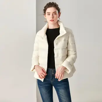 

Winter Down Jacket Women Plus Size Stand Solid Short Button Light Down Jackets Coat Daunenjacke Manteau Doudoune Donsjack Dames