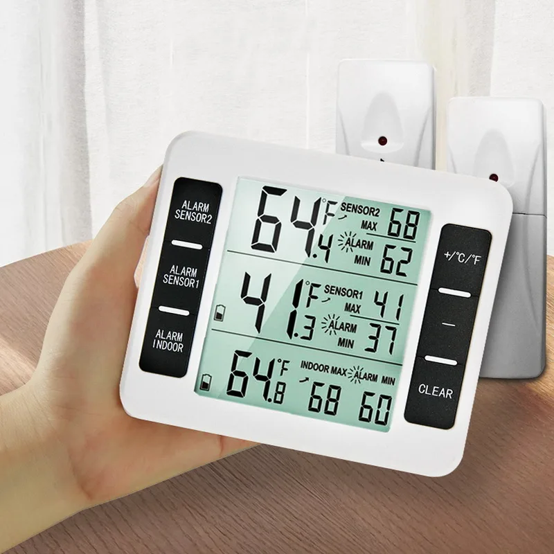 Indoor Outdoor Thermometer with 2 Wireless Temperature Sensors and Customizable Audible Alarm | Инструменты