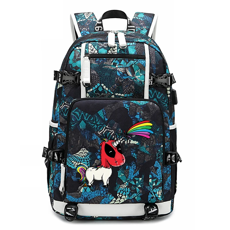 

18 Inch Woman Man Unicorn Print Backpacks Waterproof Oxford Backpack School Bags Large Bookbag Girls Boys Laptop Knapsack Bag