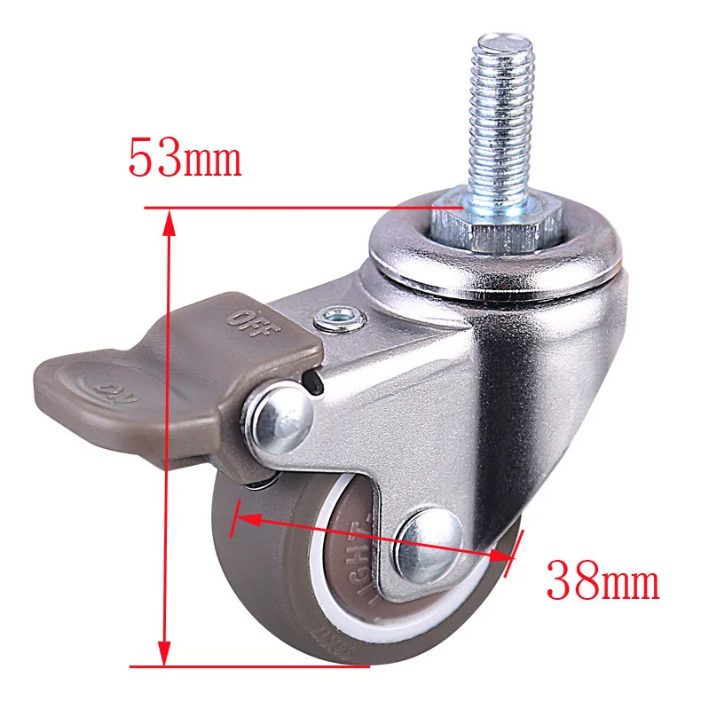 

5 Pcs Casters Factory Direct 1.5 "m8 Screw Universal Wheel With Brake Crib Mute Light Tpe Furniture Caster