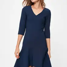 Trendyol темно-синее платье с оборкой TWOAW20EL0714