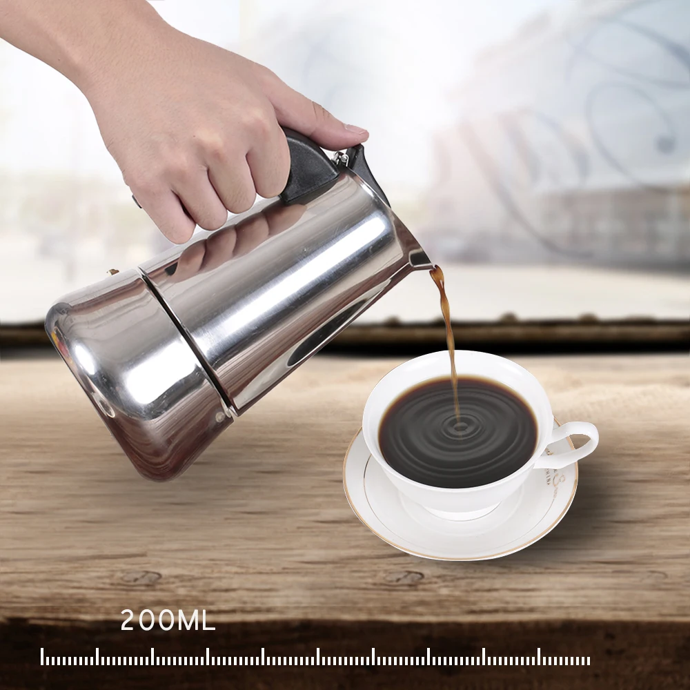 200ml Чайник Moka, Кофеварка, эспрессо, плита, Перколятор, эспрессо, чайник, плита, топ, Кофеварка, итальянский эспрессо, Кофеварка, горшок - Цвет: 200ml