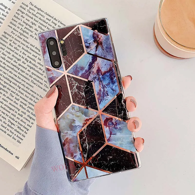 6 Чехлы для samsung Galaxy Note 10 Pro S10 Plus S10e A70 A50 A30 A20 A10 M10 гальванический геометрический мрамор мягкий IMD силиконовый чехол - Цвет: 6