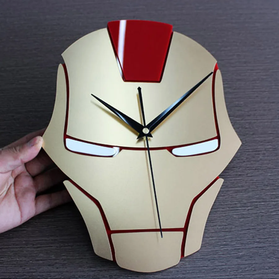 Iron Man Wall Clock Modern Design Decorative Children Room 3D Hanging Creative Kids Clocks Wall Watch Home Decor Silent