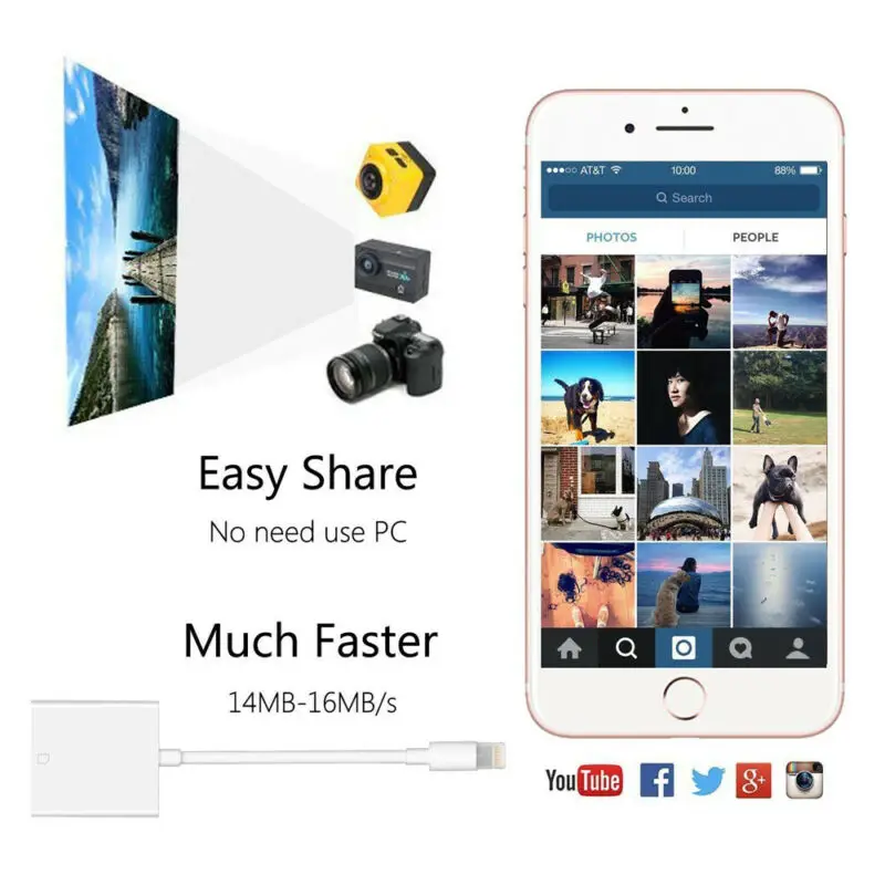 Кабель-адаптер для iPhone X 8 7 6 6S Plus, светильник Micro SD