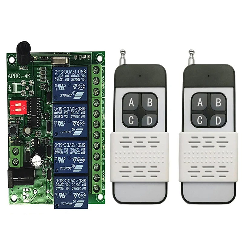 500m Universal Wireless Remote Control Switch DC 12V 24V 4CH relay Receiver Module With RF 315/433 MHz Transmitter | Обустройство