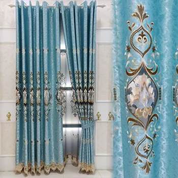 

Customized Frosted Jacquard Hollow European-style Embroidered Curtains for Living Room Bedroom Curtain Window Screen