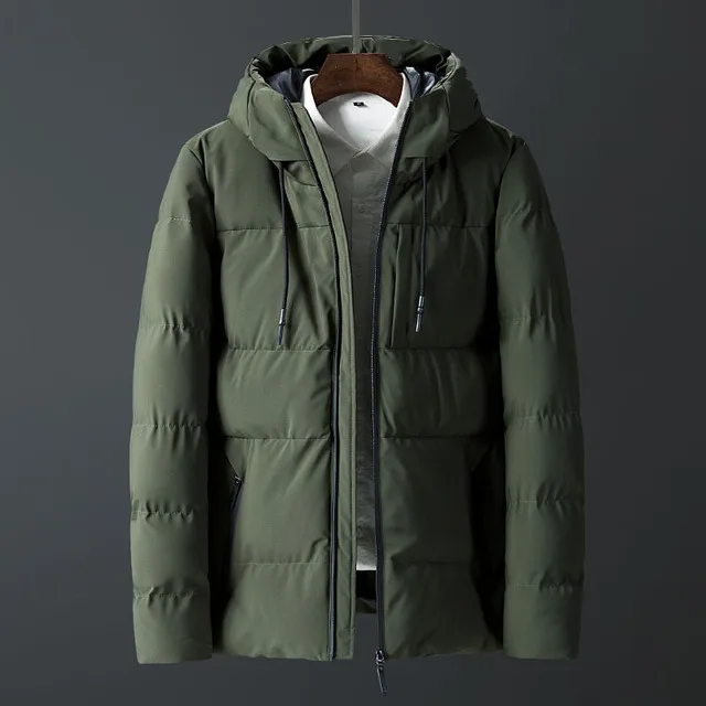 Rlyaeiz корейская Повседневная зимняя мужская куртка Короткие хлопковые стеганые куртки с капюшоном утепленная теплая парка пальто мужские casaco masculino