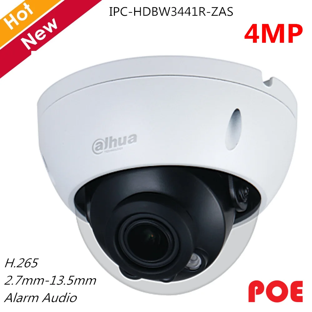 Dahua 4MP Dome Camera 1/2.7 CMOS SMART H.264+ H.265+ Rotation Mode Support SD Card and Audio Network IP Camera IPC-HDBW3441R-ZAS