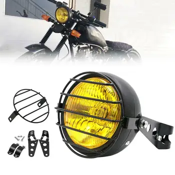 

6.5inch Motorcycle Headlight Grill Side Mount Headlight Bracket Cover Motorcycle Turn Signal Light Lampshade for farol moto