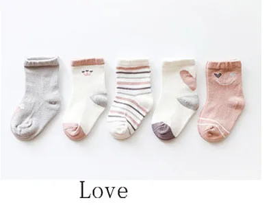 Love 5 пара/лот; Новинка года; носки для малышей с героями мультфильмов; повседневные хлопковые носки для маленьких мальчиков и девочек - Цвет: Love