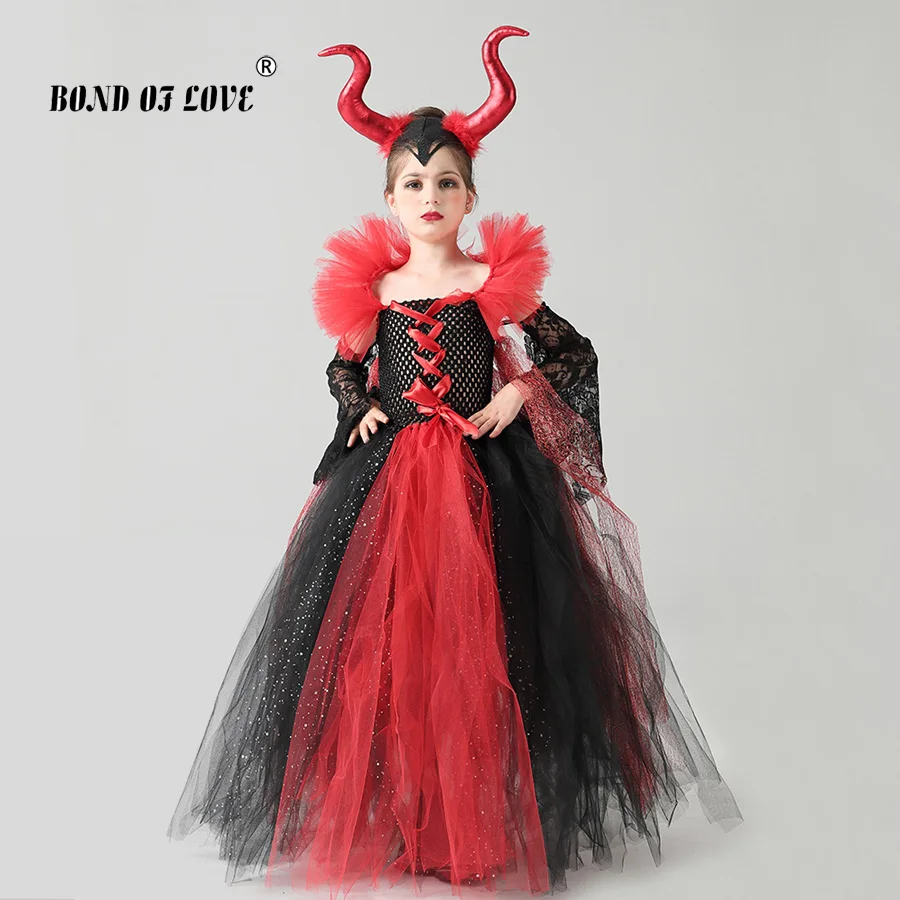 Детский костюм на Хэллоуин с блестками Vampiress детская одежда платье-пачка для