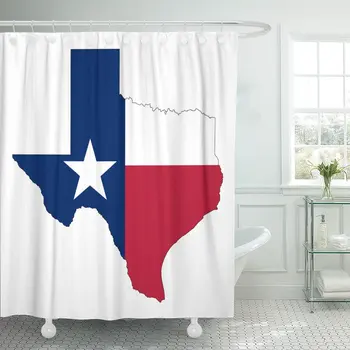 

Red The Shape of Texas Flag Inside Map Blue Shower Curtain Waterproof Polyester Fabric 72 x 72 Inches Set with Hooks