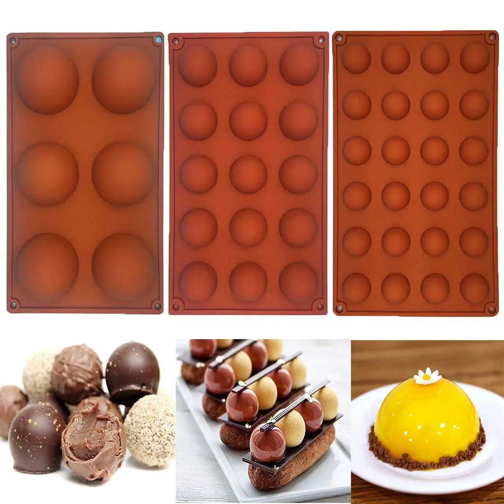 3pc DIY 6/15/24 Holes 3D Half Ball Sphere Silicone Cake Mold ice Soap For Chocolate muffin cake decorating tools#G7 | Дом и сад