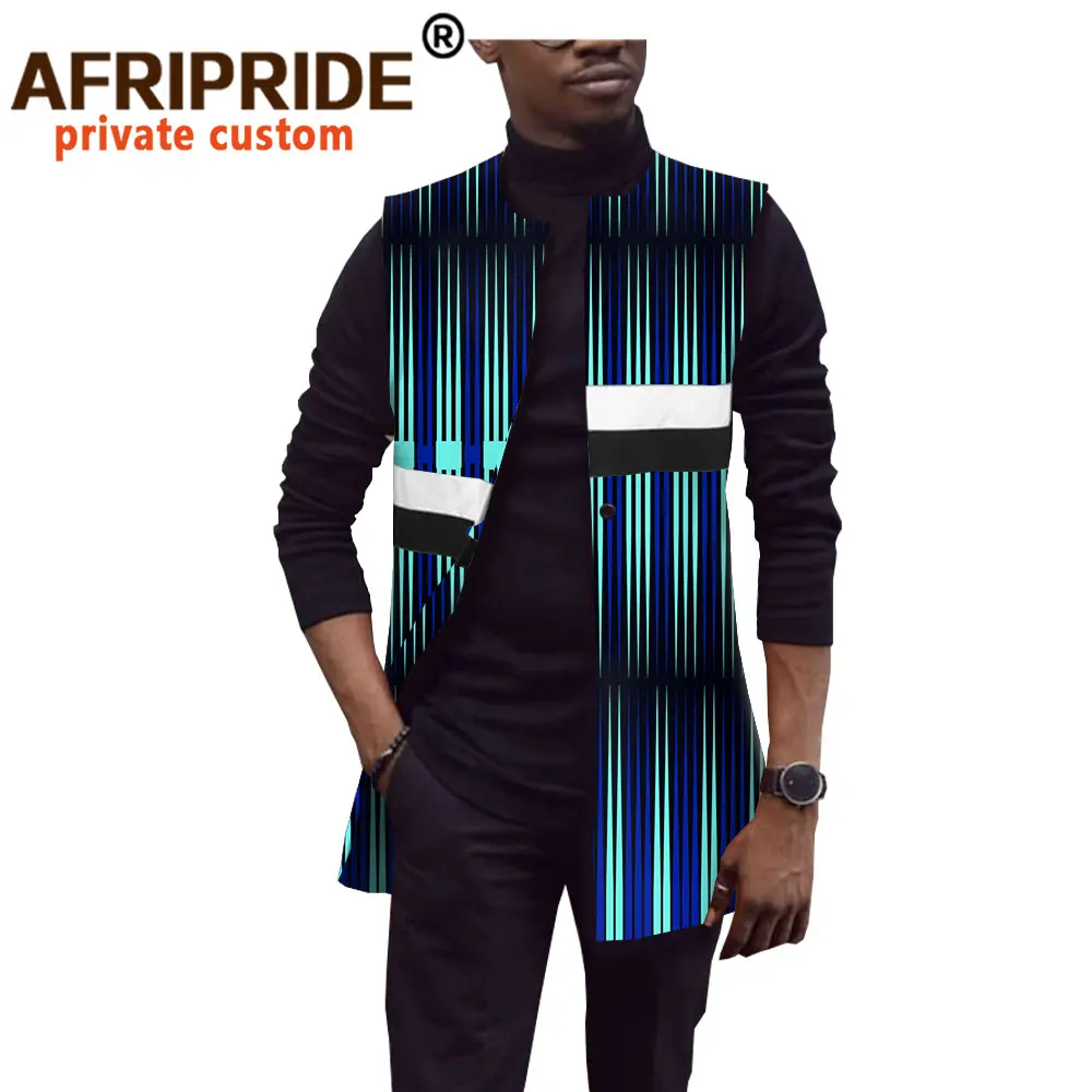 African Dashiki Printed Coats Two Button Sleeveless Vest Tribal Jacket Outwear Ankara Clothing with Lining AFRIPEIDE A1914005B |