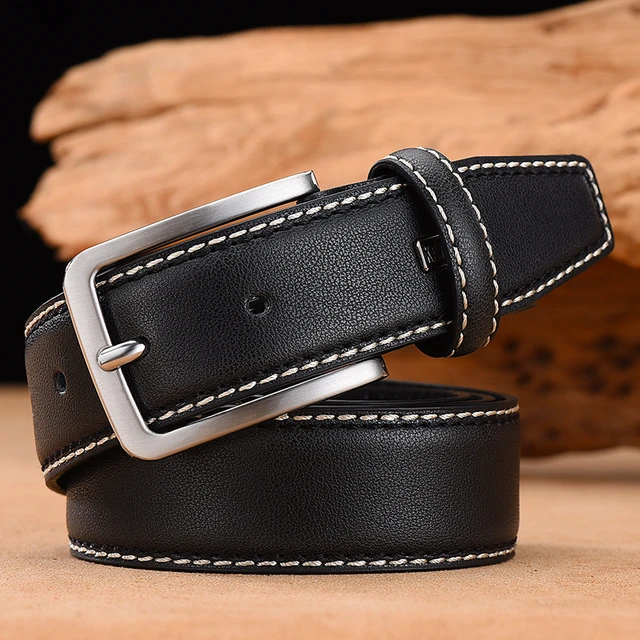 New Fashion Men's Genuine Leather Belts Designer Belt For Man Pin Buckle  With Leather Strap Business Dress Male Belts Hq091