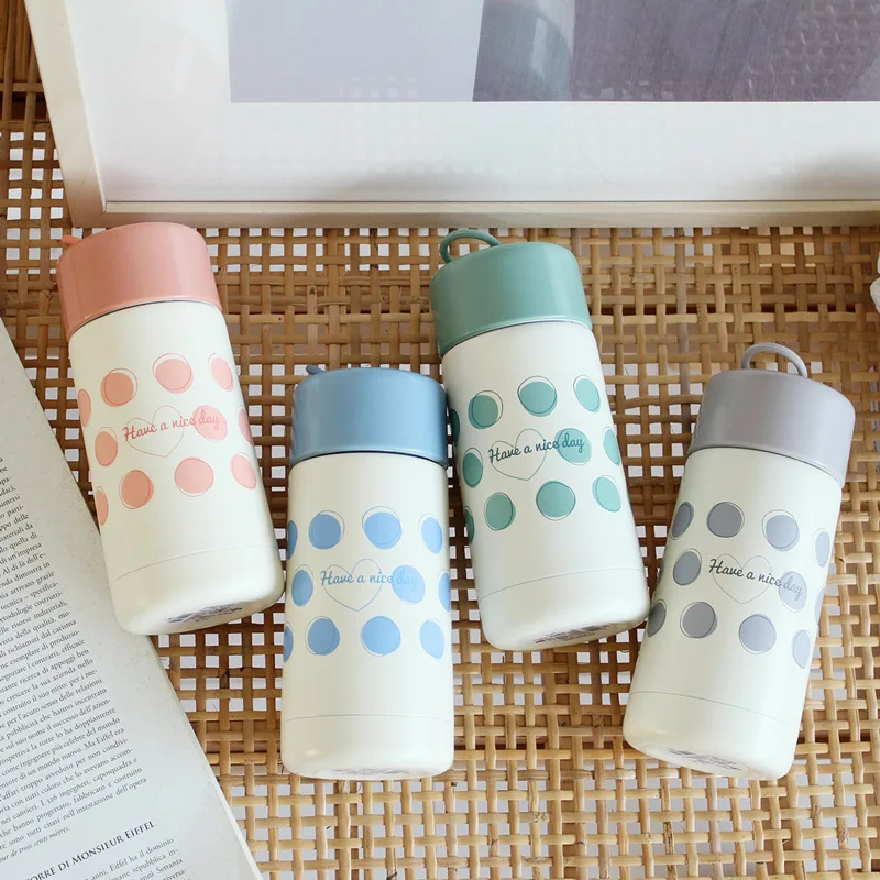 

New Style Polka Dot Handle 304 Stainless Steel Insulated Cup Portable Fashion shou ti bei Men And Women Students Gift Portable B