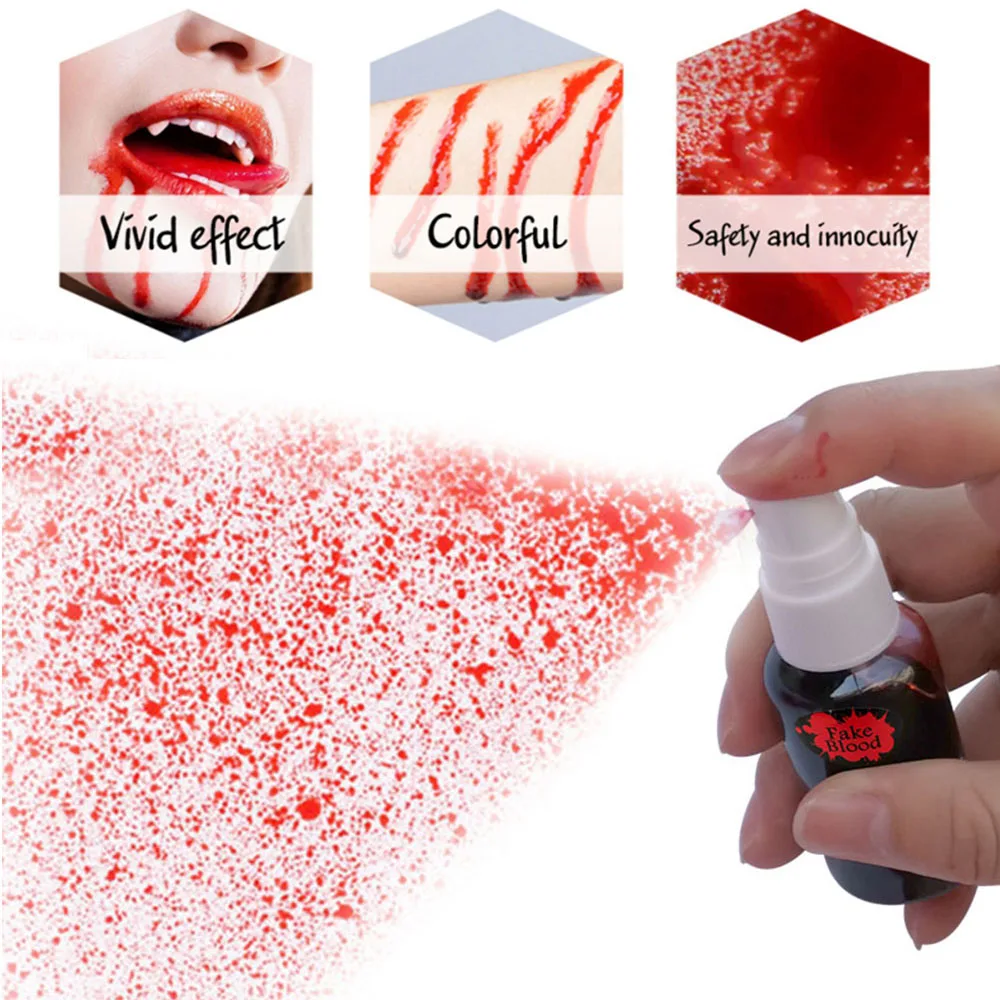

30ml Halloween Cos Ultra-realistic Blood Spray Party Makeup Teeth Zombie Props Accessories Halloween Theme Decoration