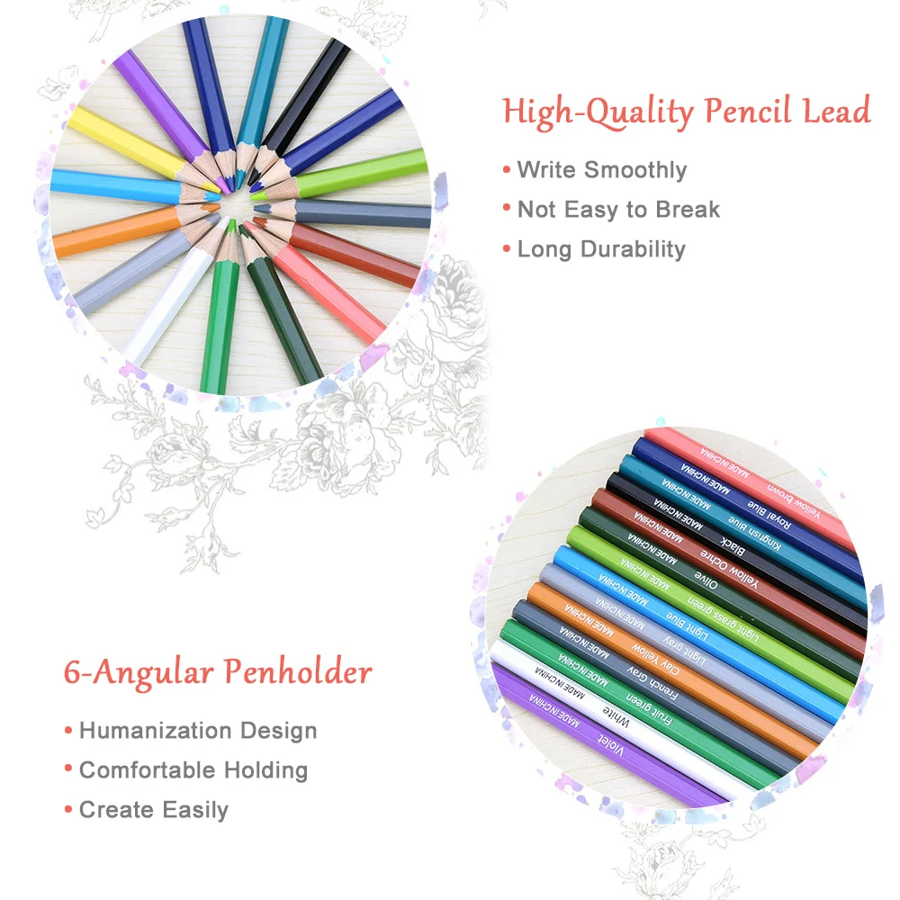 

50-Count Colored Pencils Set Artist Watercolor Pencils With Portable Slot Case Sharpener Student Coloring Books Drawing