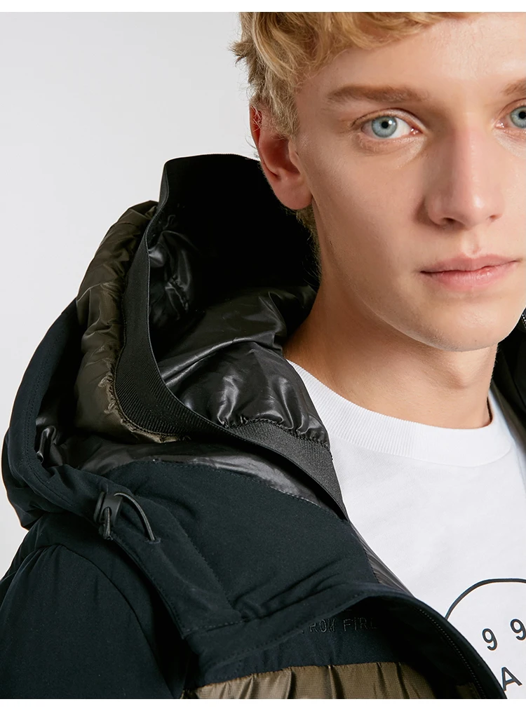 JackJones мужской пуховик с капюшоном контрастного цвета с вышивкой буквенным принтом повседневное пальто 218312539