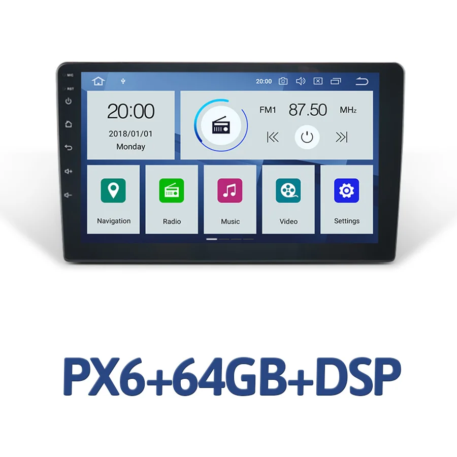 PX6 10," 2 din Android 9,0 4 Гб ОЗУ 64 Гб ПЗУ 6 ядерный автомобильный dvd-плеер для универсального Авторадио gps навигация Bluetooth wifi - Цвет: PX6 DSP 9inch
