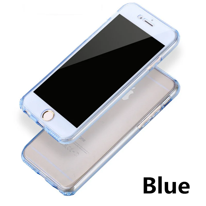 360 двойной защитный чехол для iPhone X XS Max XR 11 Pro MAX Funda чехол для iPhone 7 8 6 6s Plus 5 5S SE Мягкий силиконовый чехол для телефона - Цвет: Blue