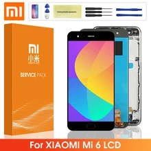 Lcd original para xiaomi mi 6 display lcd digitador da tela de toque com quadro sensor impressão digital para xiaomi mi6 tela lcd
