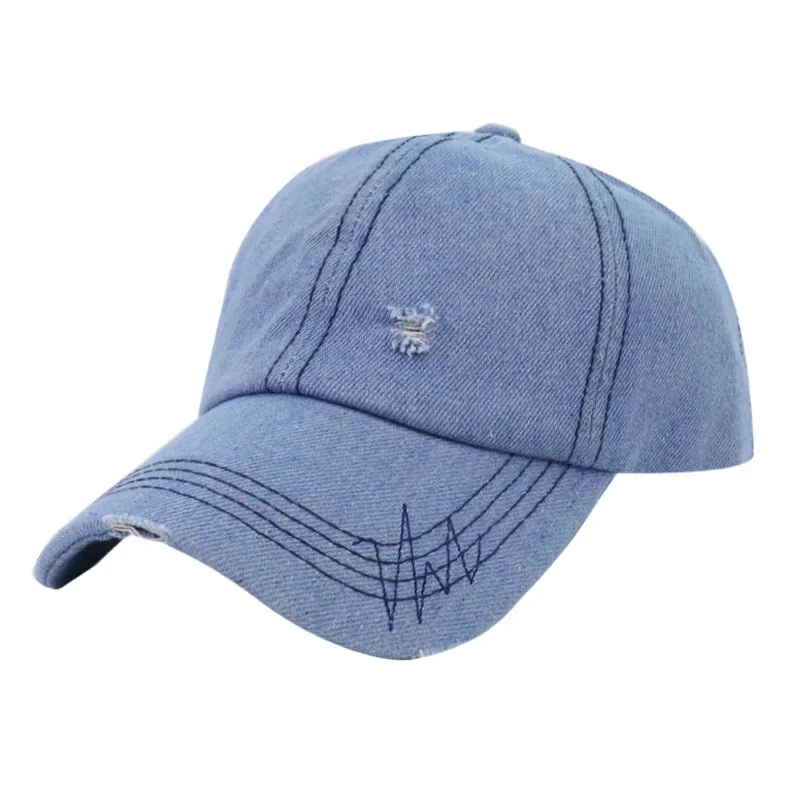 

Solid Color Cowboy Baseball Cap Female Spring Summer Models Retro Washed Peaked Cap Hole Old Personality Baseball Cap Men 2020