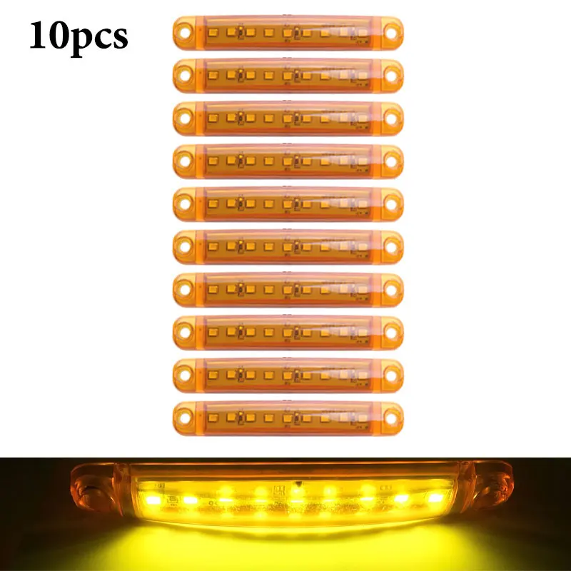 10PCS YELLOW RXZ 50 шт. 24 В светодиодные фары для грузовиков 9SMD маркер светильник автомобильный Автобус Грузовик боковой маркер индикатор прицеп светильник задний боковой фонарь - Цвет: 10PCS YELLOW