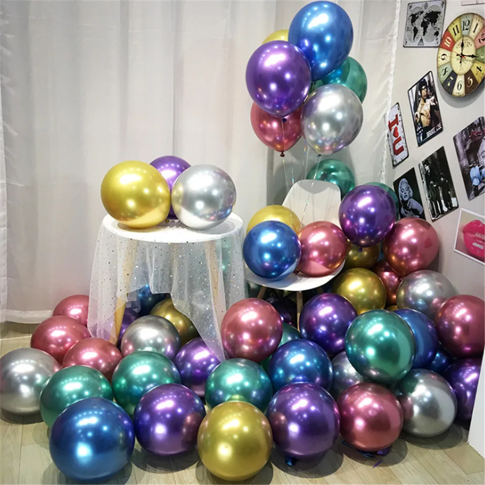 Gold Silver Thicken Chrome Metallic Latex Balloons Globos Inflatable Helium Balloon Wedding Birthday Party Decorations | Дом и сад
