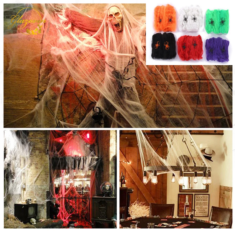Scene New Haunted Prop Decoration Gift Decor Party Cotton Spider Web Halloween