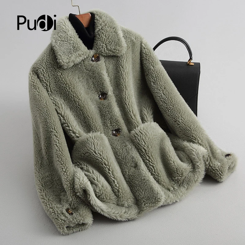 

Женское зимнее теплое меховое пальто PUDI из овчины, женские пальто из натурального меха большого размера, куртка, парки размера A18116