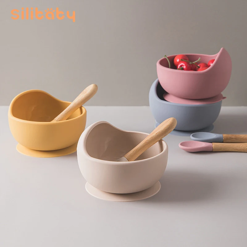 

1Set Silicone Baby Feeding Bowl Child Waterproof Tableware With Spoon Non-Slip Feedings Silicone Bowl Silicone Baby Stuff