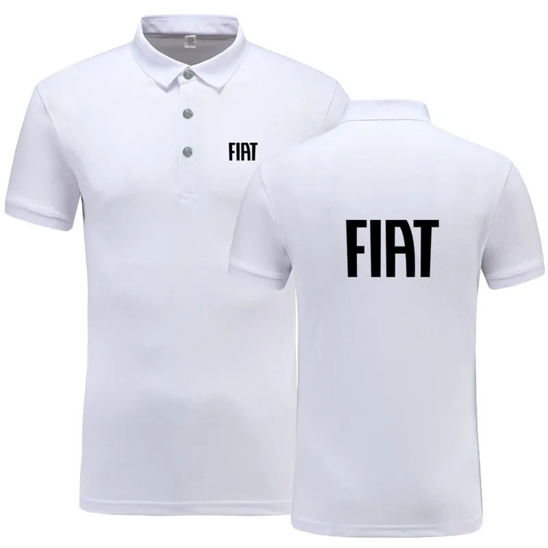 Новая летняя повседневная рубашка-поло Fiat, мужская хлопковая Однотонная рубашка поло с коротким рукавом, мужская одежда