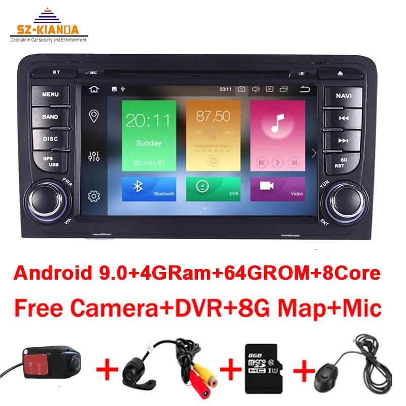 4 ГБ ОЗУ 64 Гб ПЗУ 8 ядерный Android 9,0 автомобильный DVD gps для Audi A3 8P 2003-2012 S3 2006-2012 RS3 Sportback 2011 мультимедийный плеер стерео
