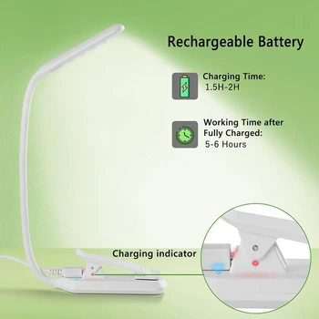 

Rechargeable 9 LED Book Light Clip on LED Book Lamp 3Colors 3 Levels Eye Care Reading Lights 2.1 Oz Lightweight